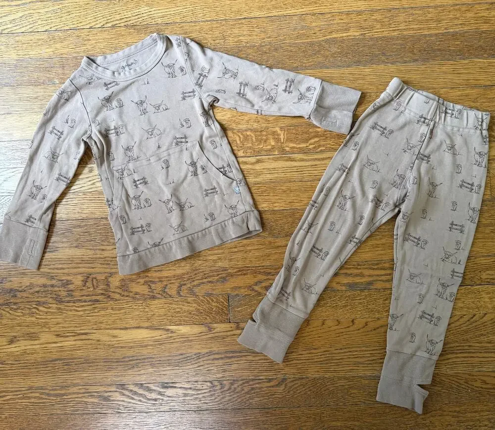 Goumi Kids' Highland Bull Print Top & Pants Set Size 3